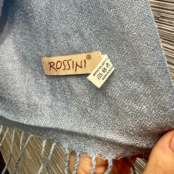 Rossini Scarf Wrap Plain Acrylic Wool Soft Women With Ruffles Baby Blue - Picture 6 of 6